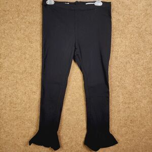 Hot Kiss Y2K High Rise Ruffle Hem Zip Closure Legging Medium Stretch Ankle Dance